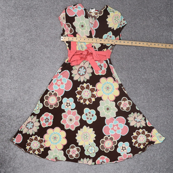 VTG Jody California Made in USA Floral PTP 15in Mulitcolor MidLength Retro Dress - Picture 3 of 11